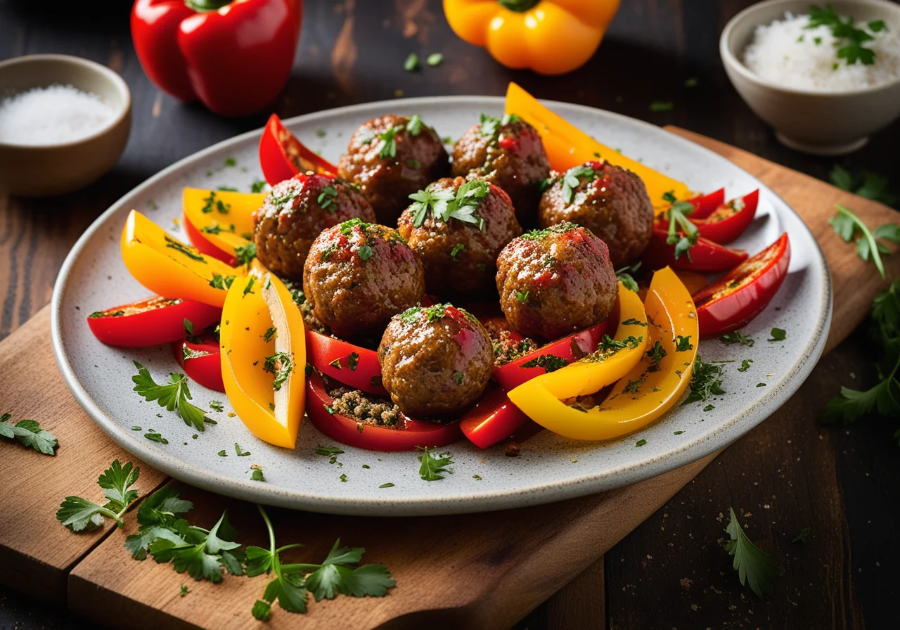 Lamb Meatballs with Bell Pepper Vegetables