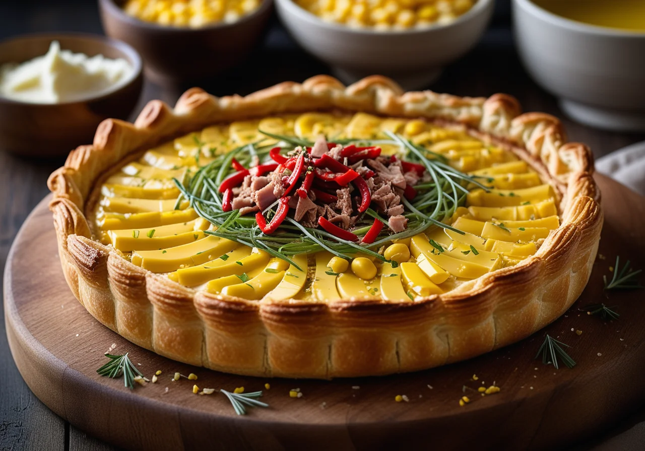 Tarte with Tuna, Corn, Leek and Chili