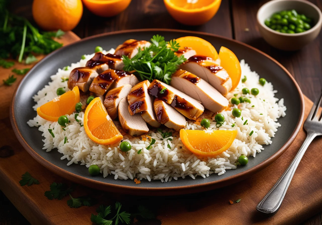 Orange Chicken Breast with Rice