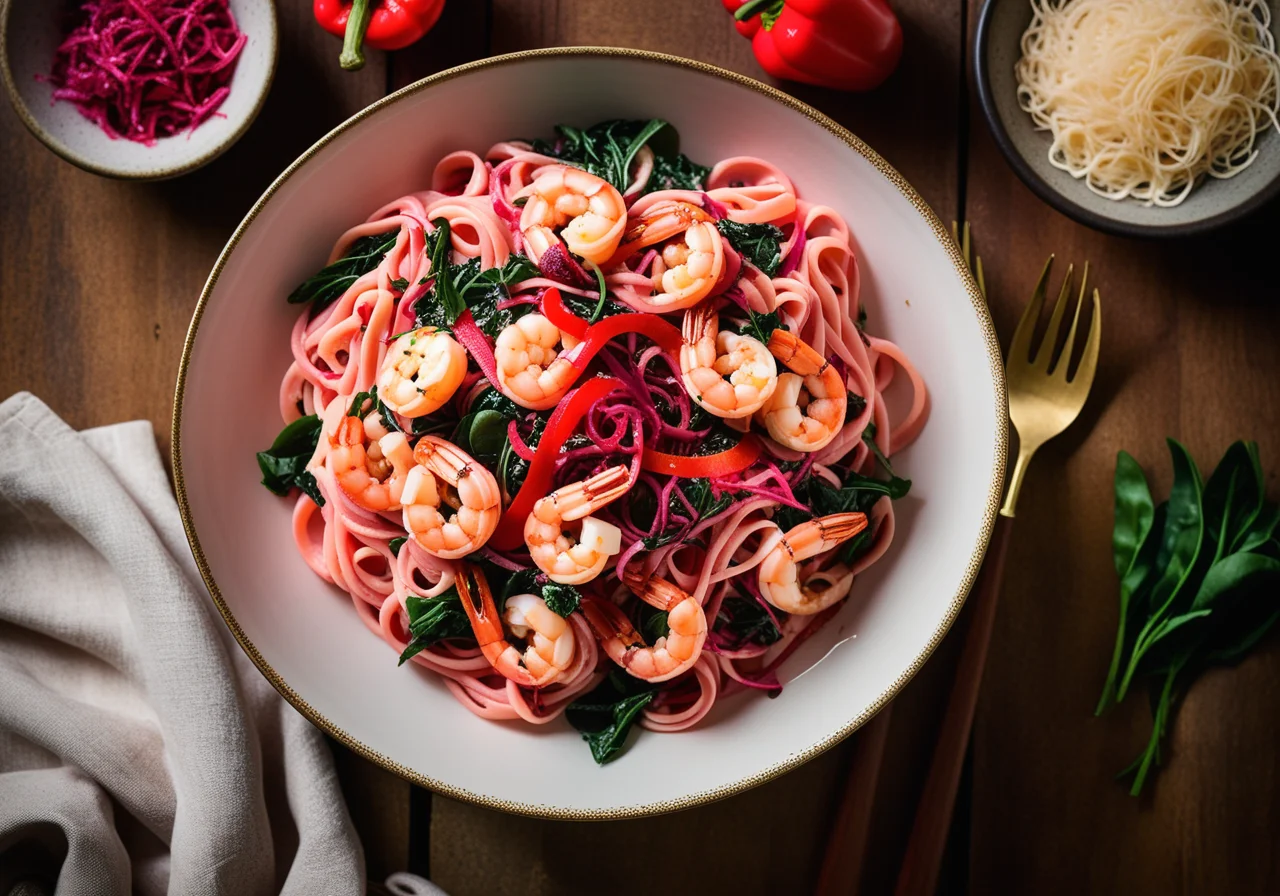Pink Ribbon Pasta with Shrimp