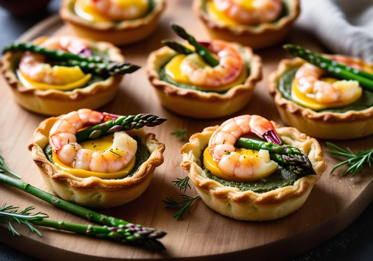 Beet Tartlets with Green Asparagus