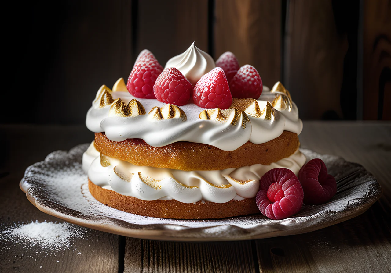 Raspberry Cake with Meringue