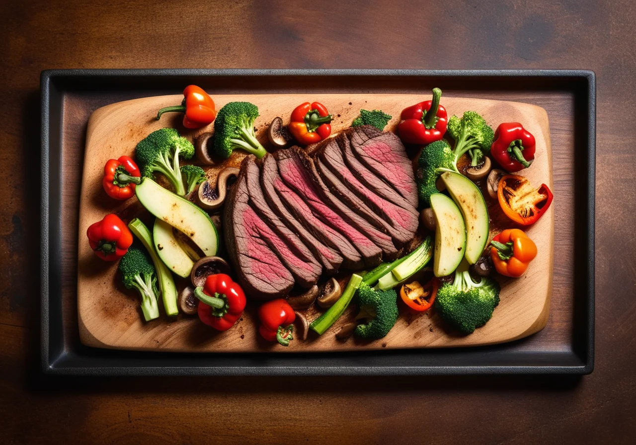 Beef steak with colorful vegetables