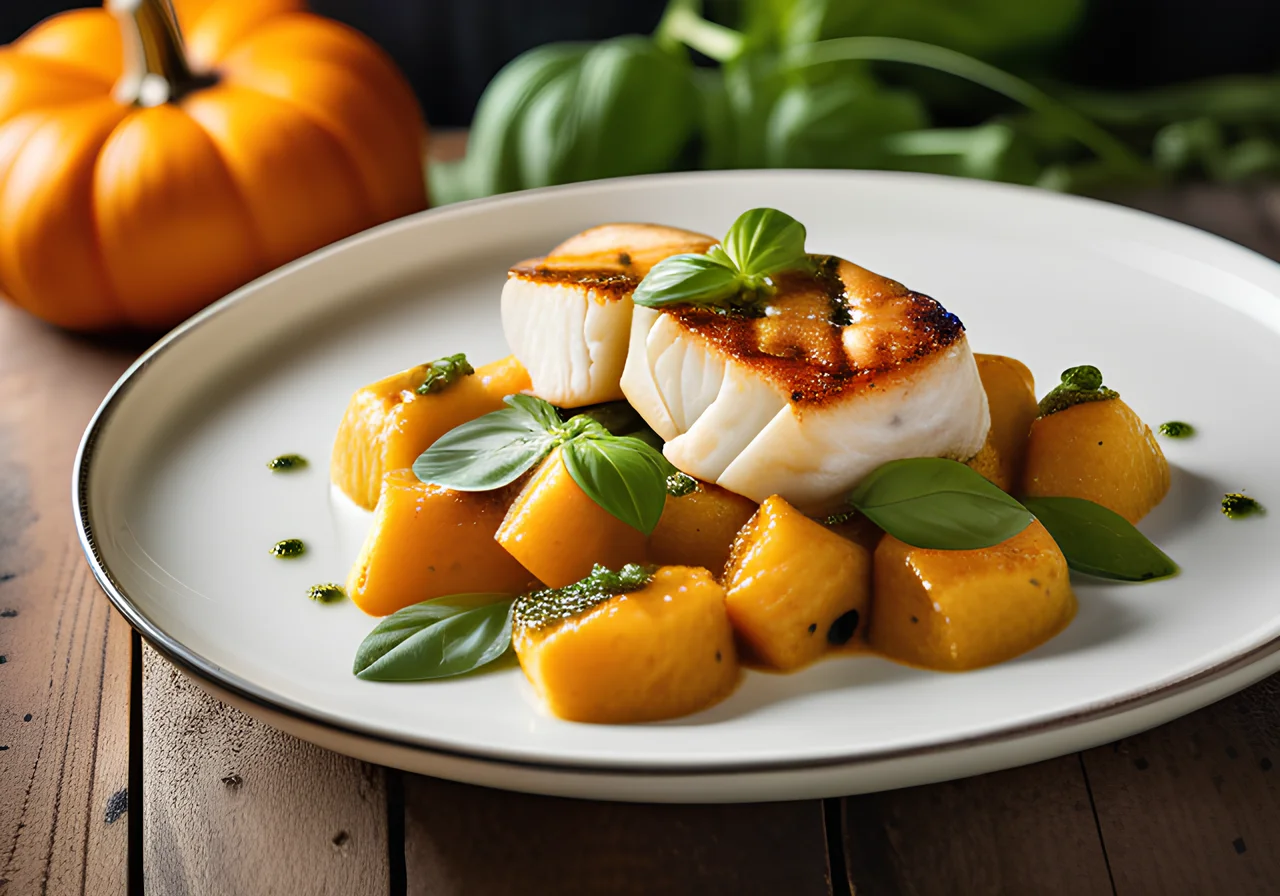 Pikeperch Fillet with Pumpkin and Pesto Gnocchi