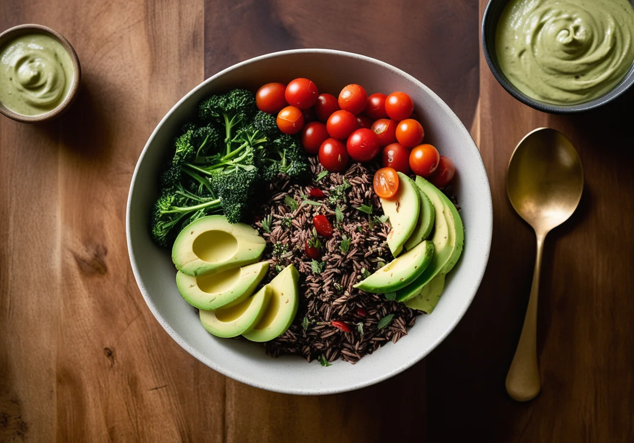 Lemon Avocado Wild Rice with Chili and Broccoli