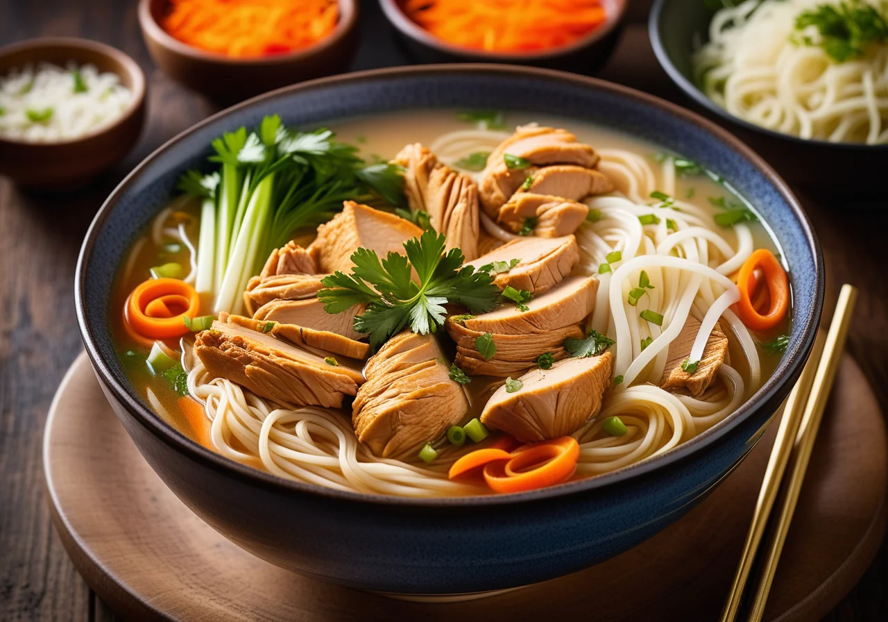 Noodle Soup with Vegetables and Chicken