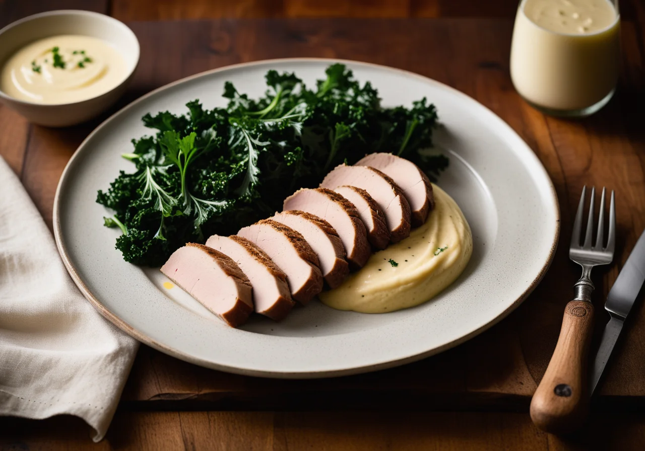 Turkey breast with kale and potato mash