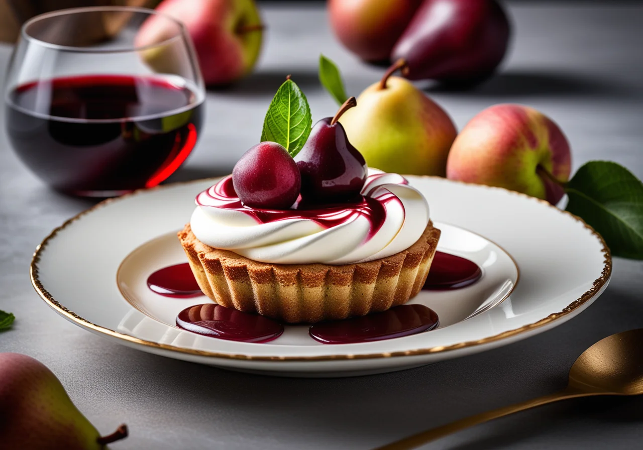 Mini Torte with Red Wine Pear
