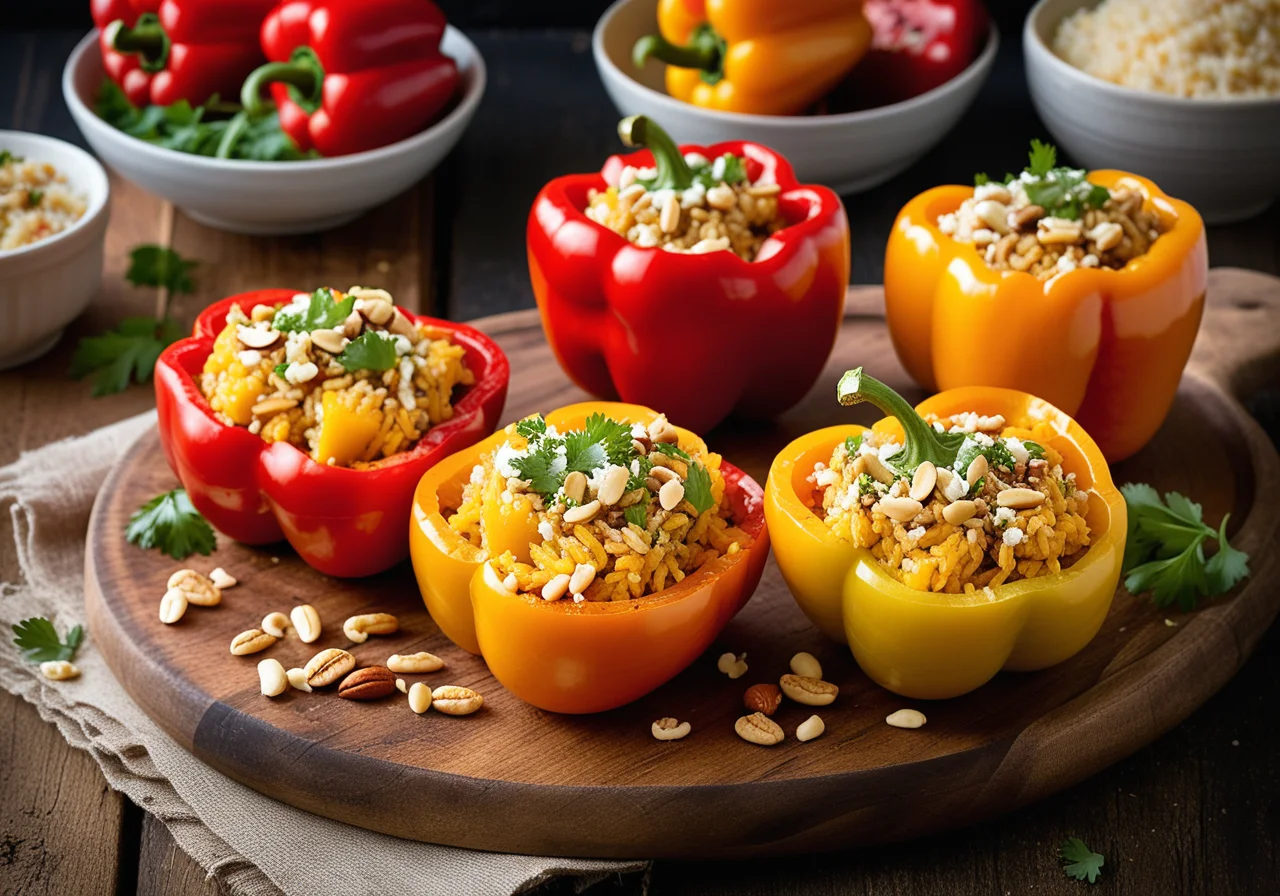 Stuffed Bell Peppers with Pineapple Rice