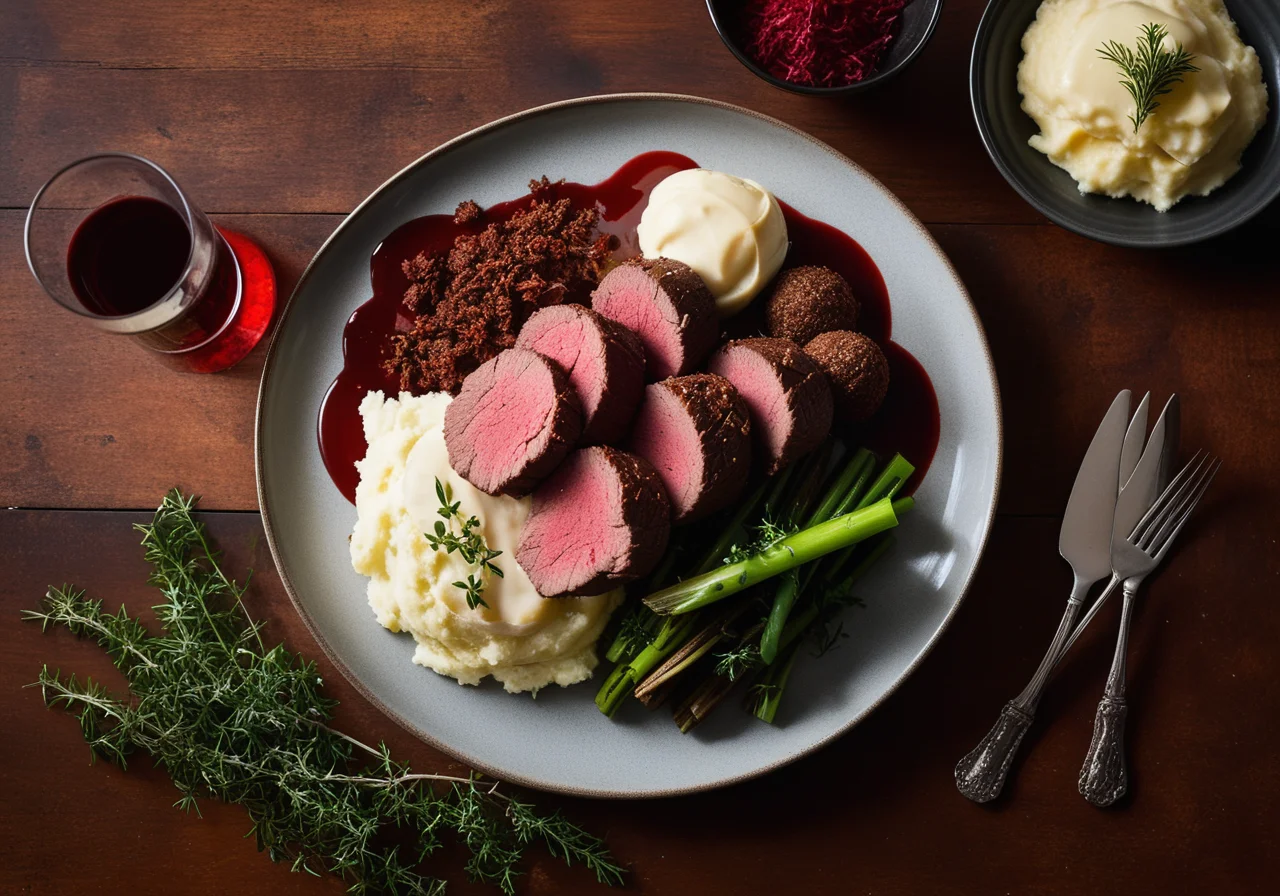 Sauerbraten with Pumpernickel-Sultaninensoße