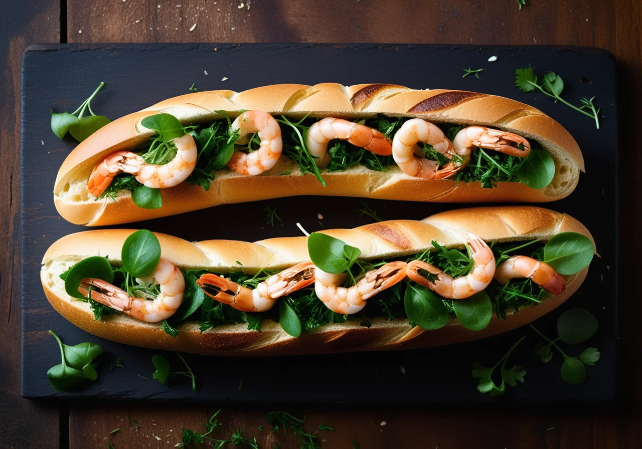 Baguette with Watercress, Shrimp and Remoulade