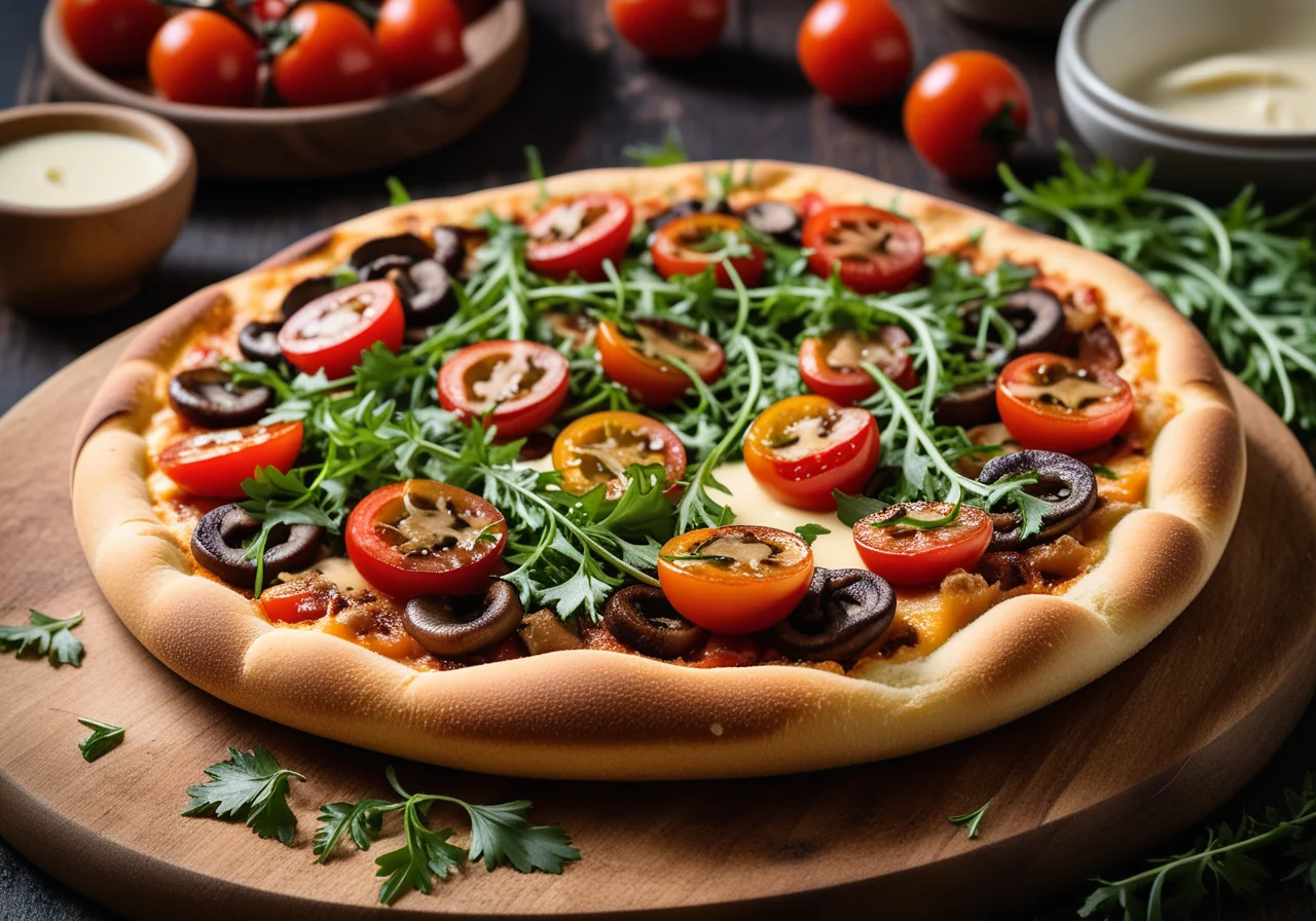 Pizza Rings with Arugula and Tomatoes