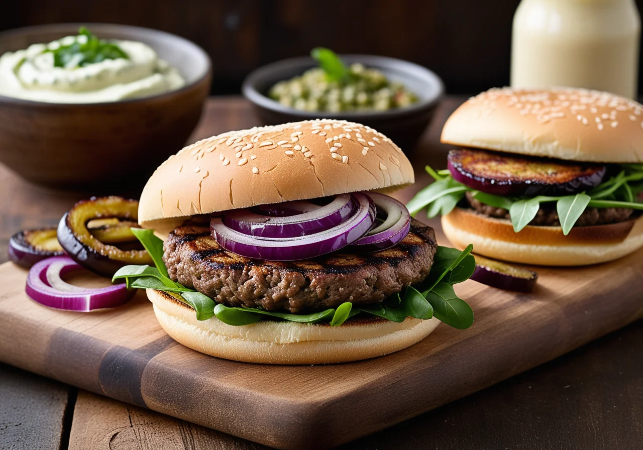 Grilled Hamburgers with Dried Tomatoes