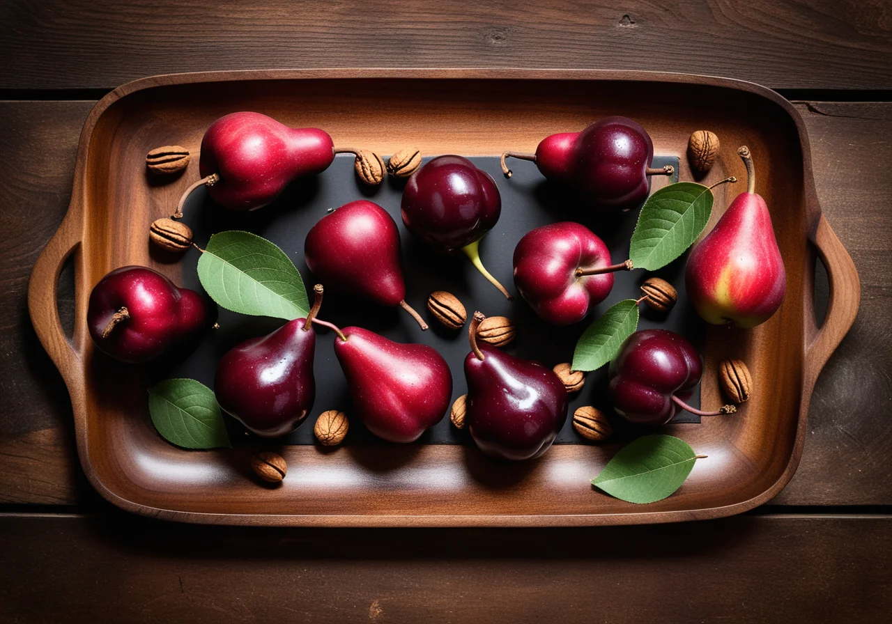 Red Wine Pears with Walnuts