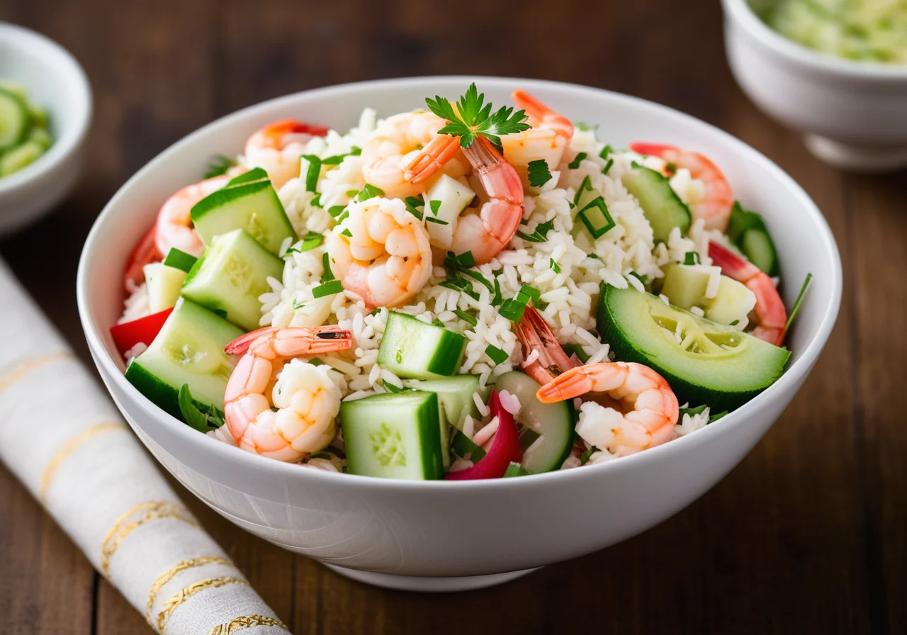 Rice Shrimp Salad with Cucumber