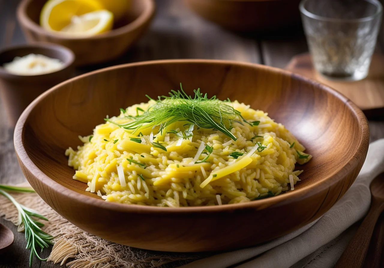 Saffron Risotto with Peas and Fennel