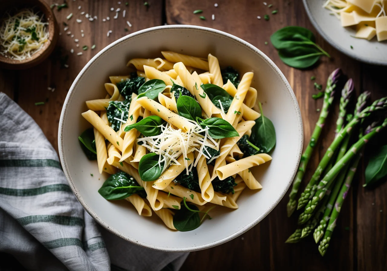 Pasta with Spinach and Goat Cheese