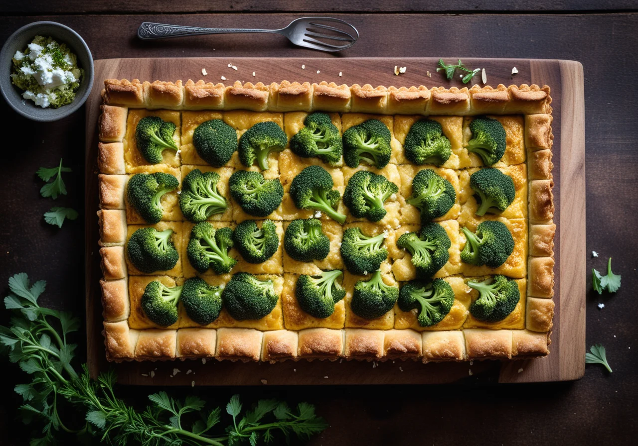 Cauliflower Broccoli Tart with Almond Flakes