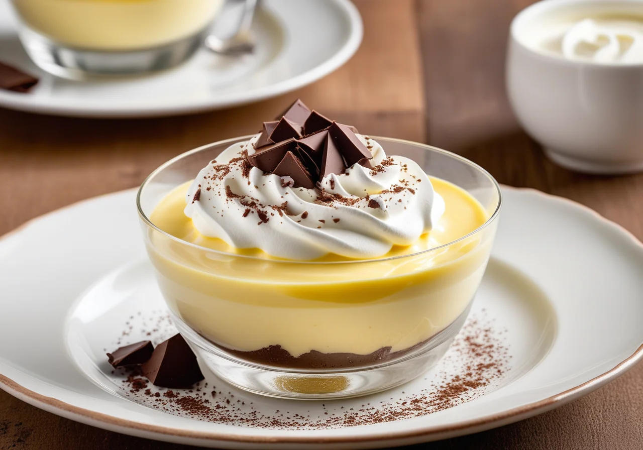 Lemon Cream with Whipped Cream and Chocolate Shavings