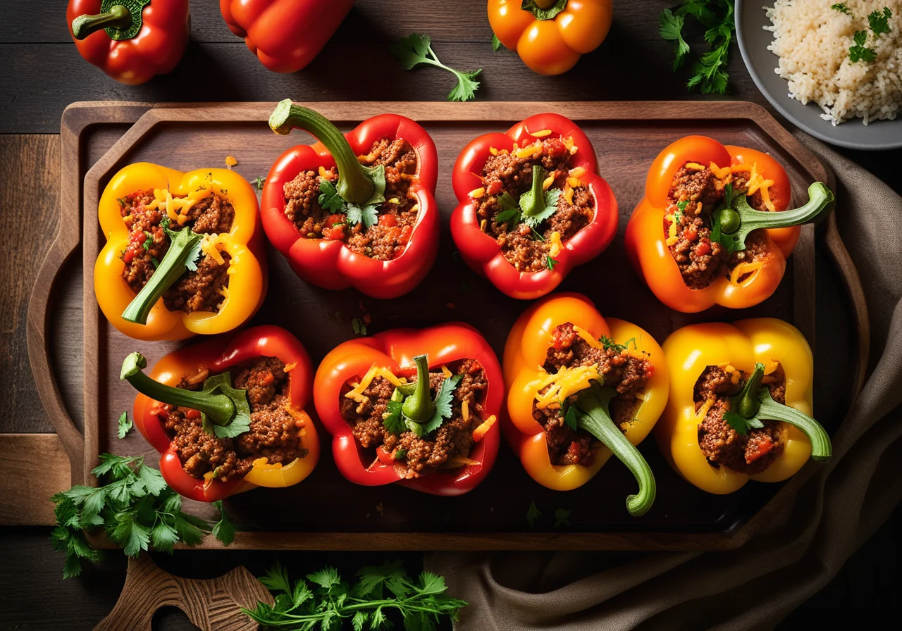 Bell Peppers Stuffed with Ground Meat