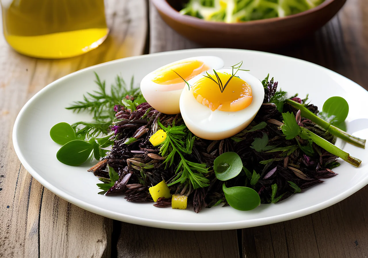 Wild Rice Salad with Asparagus and Egg Dressing