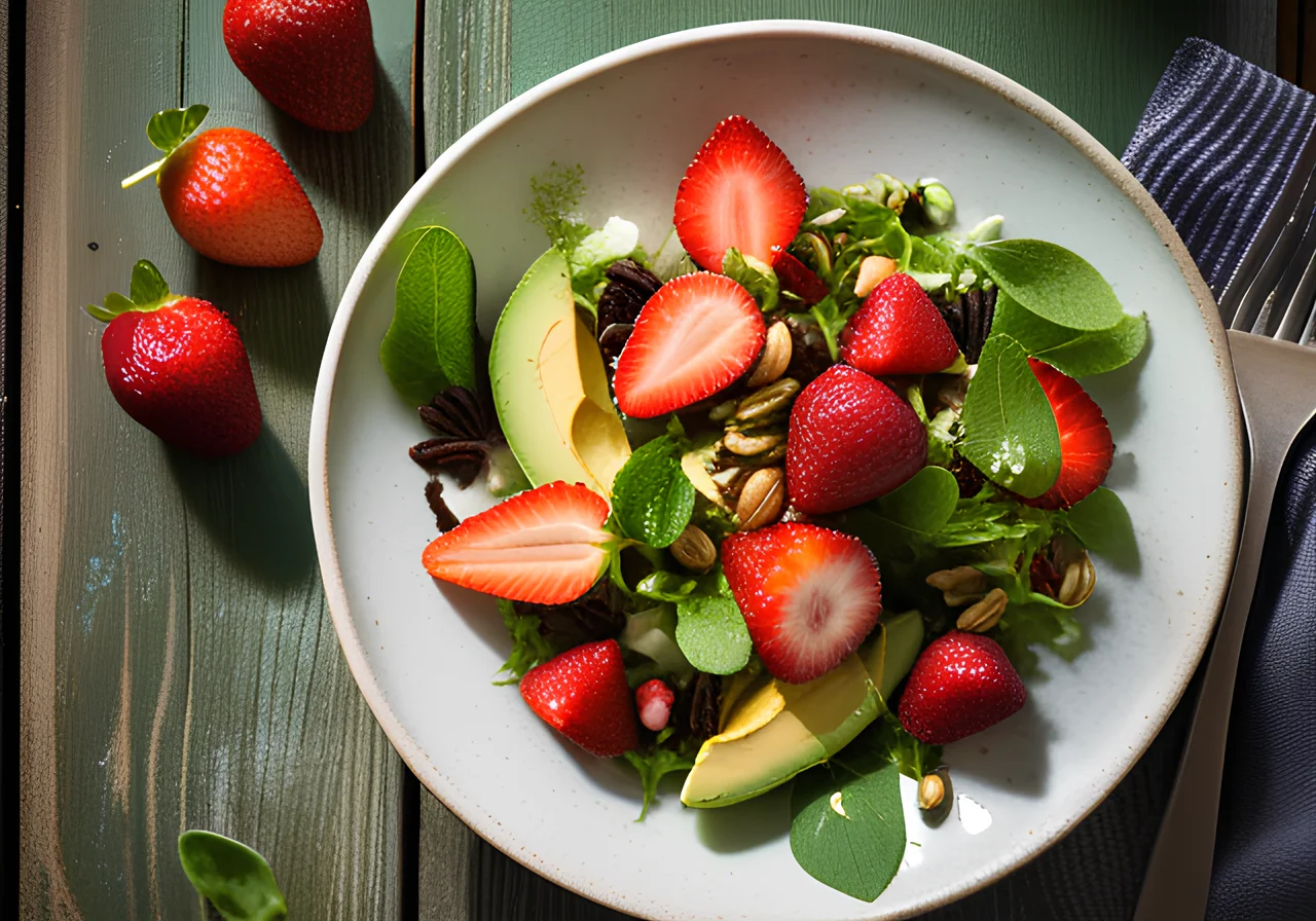 Salad with Avocado and Strawberries