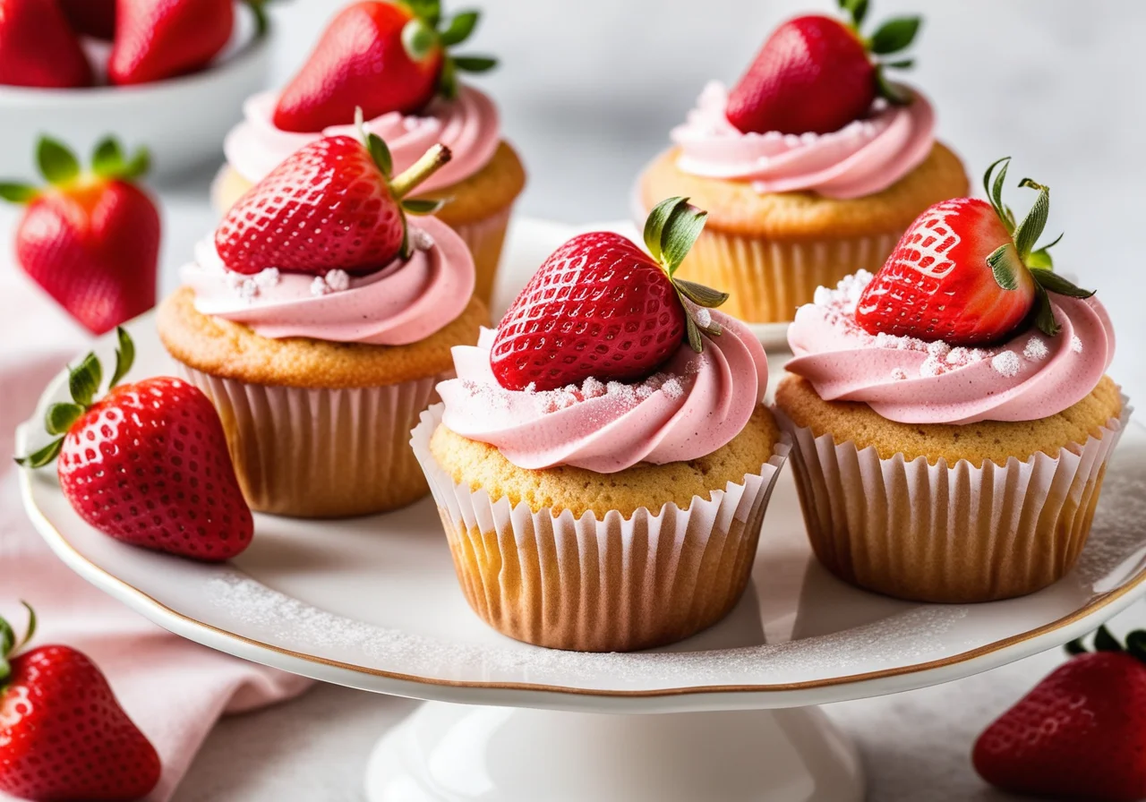 Strawberry Cream Cupcakes