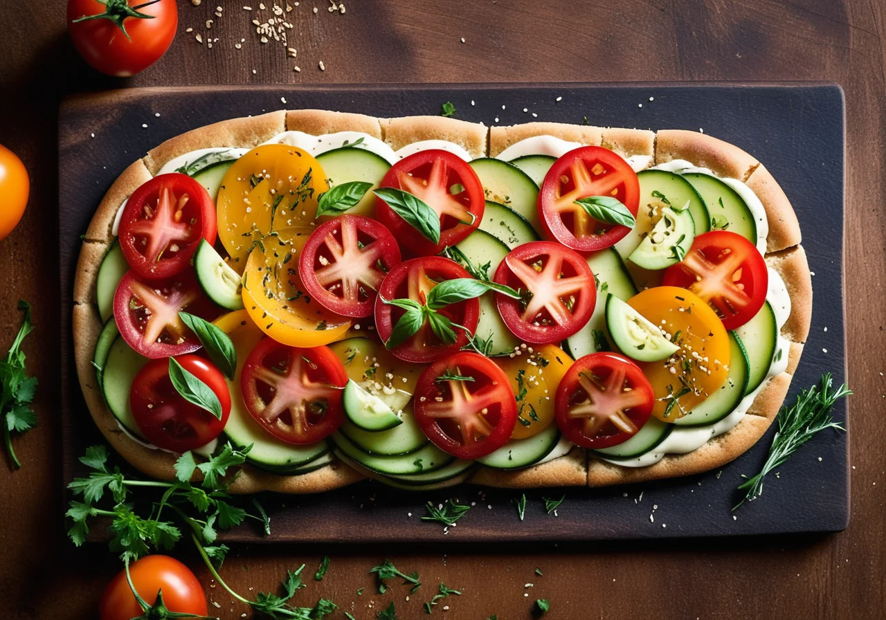 Sesame Flatbread with Vegetable Filling