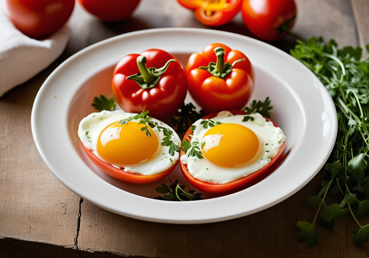 Eggs Stuffed with Tomato and Vegetable