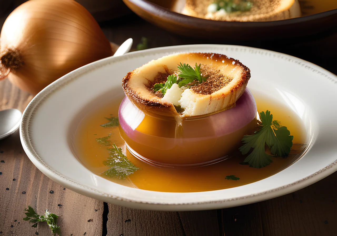 Spanish-Style Onion Soup in Hollowed Onion