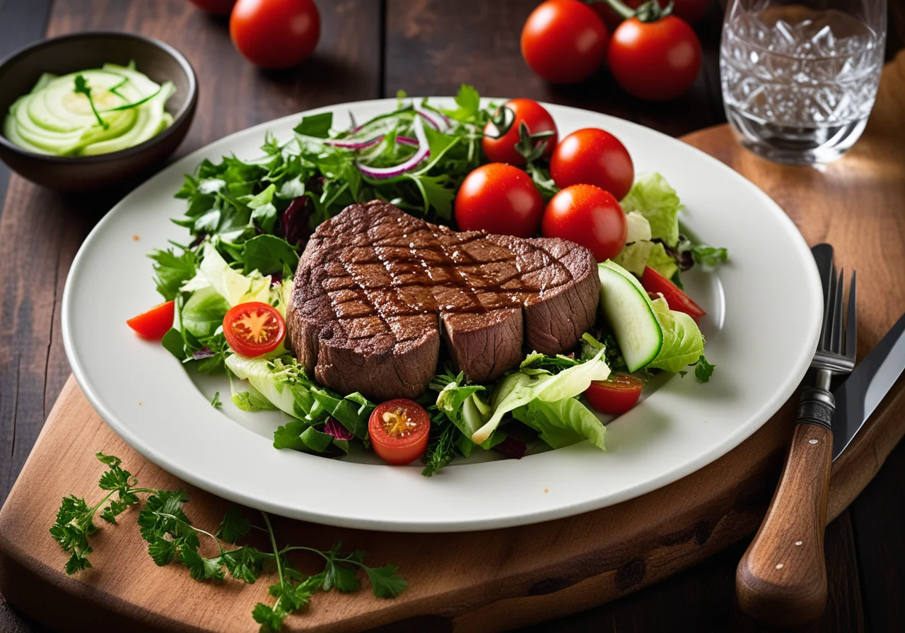 Steak with Ice Salad