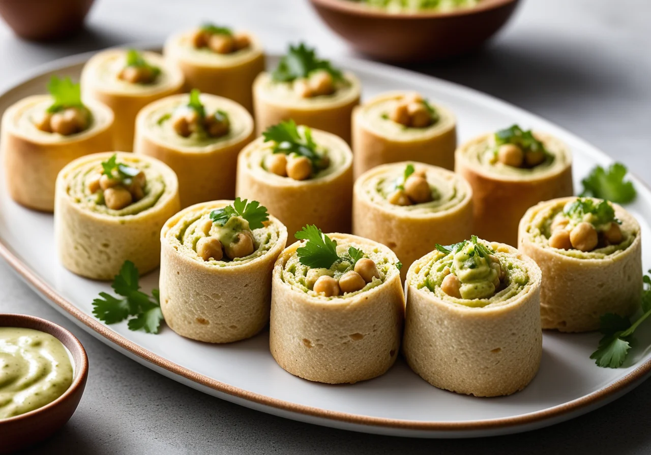 Salad Rolls with Chickpea Dip