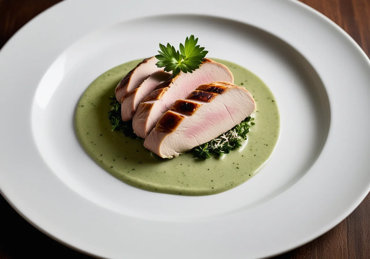 Poached Poultry Breast with Frankfurt Sauce