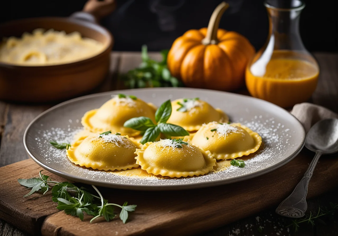 Pumpkin Ravioli with Cheese Filling