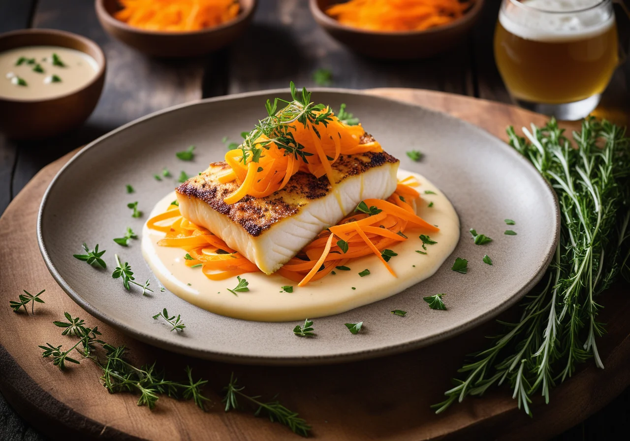 Pike Perch with Potato Crust and Westphalian Beer Sauce
