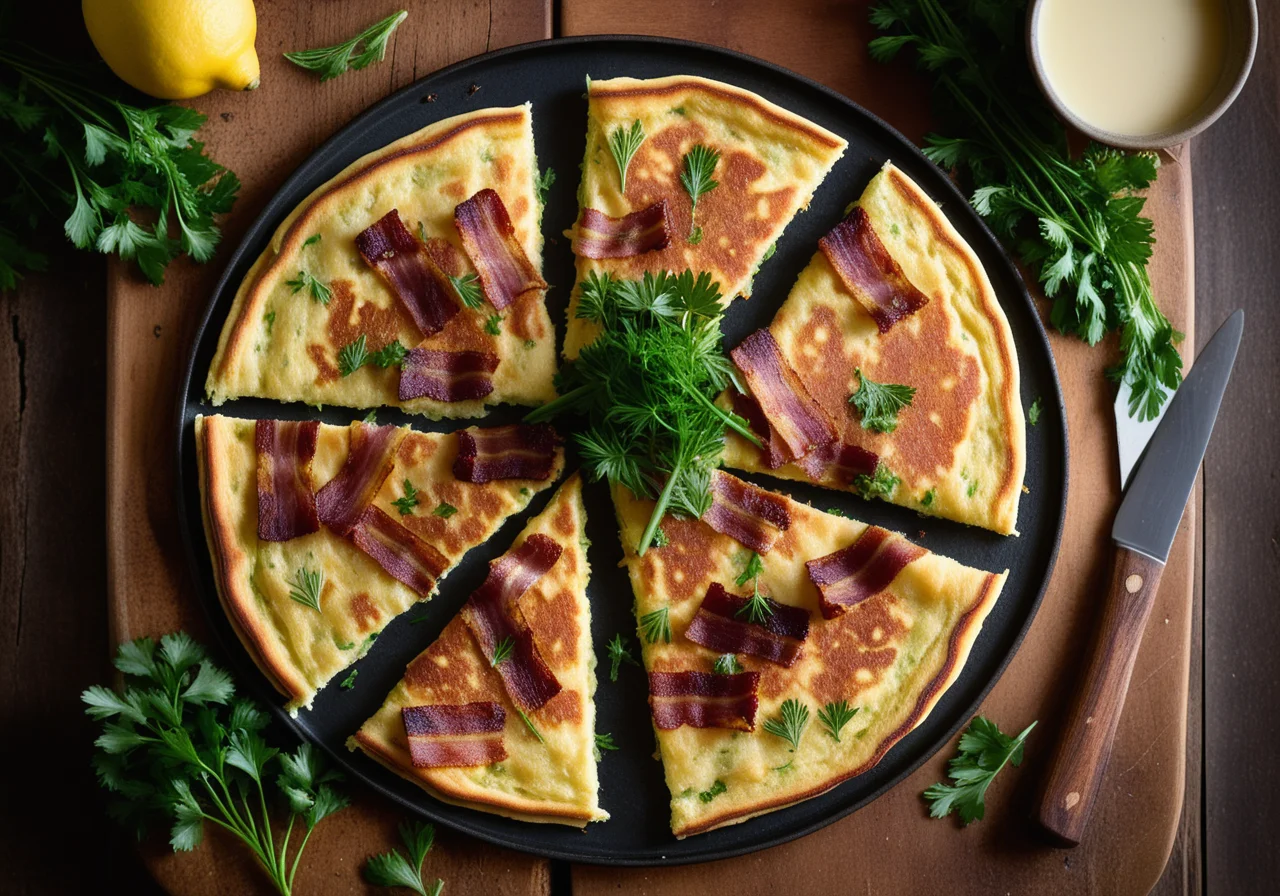 Leek Pancakes with Bacon