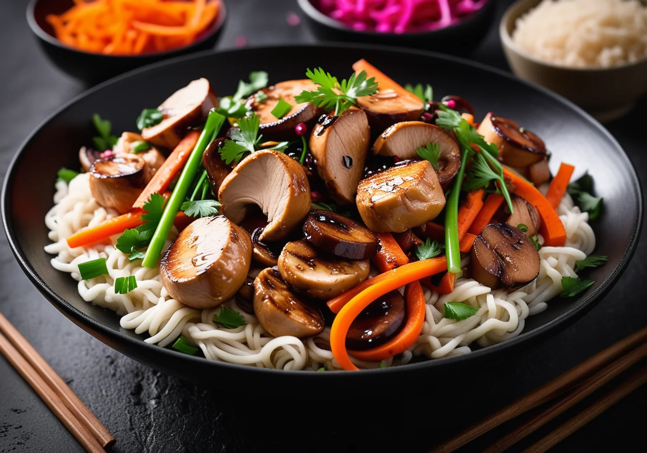 Wok Stir-Fry with Chicken, Mushrooms and Leek