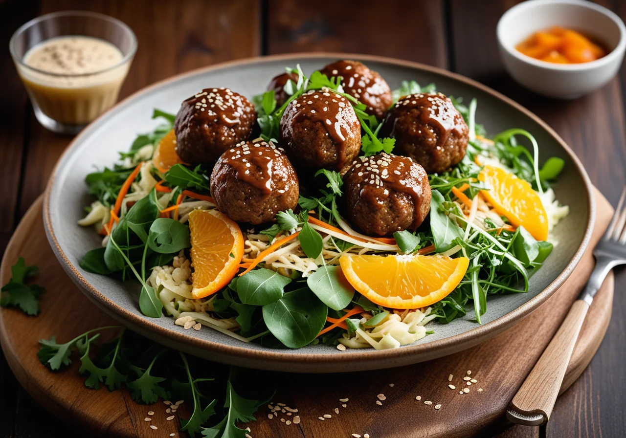 Beef Meatballs on Cabbage Salad