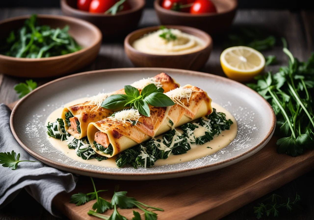 Cannelloni with Salmon Spinach Filling