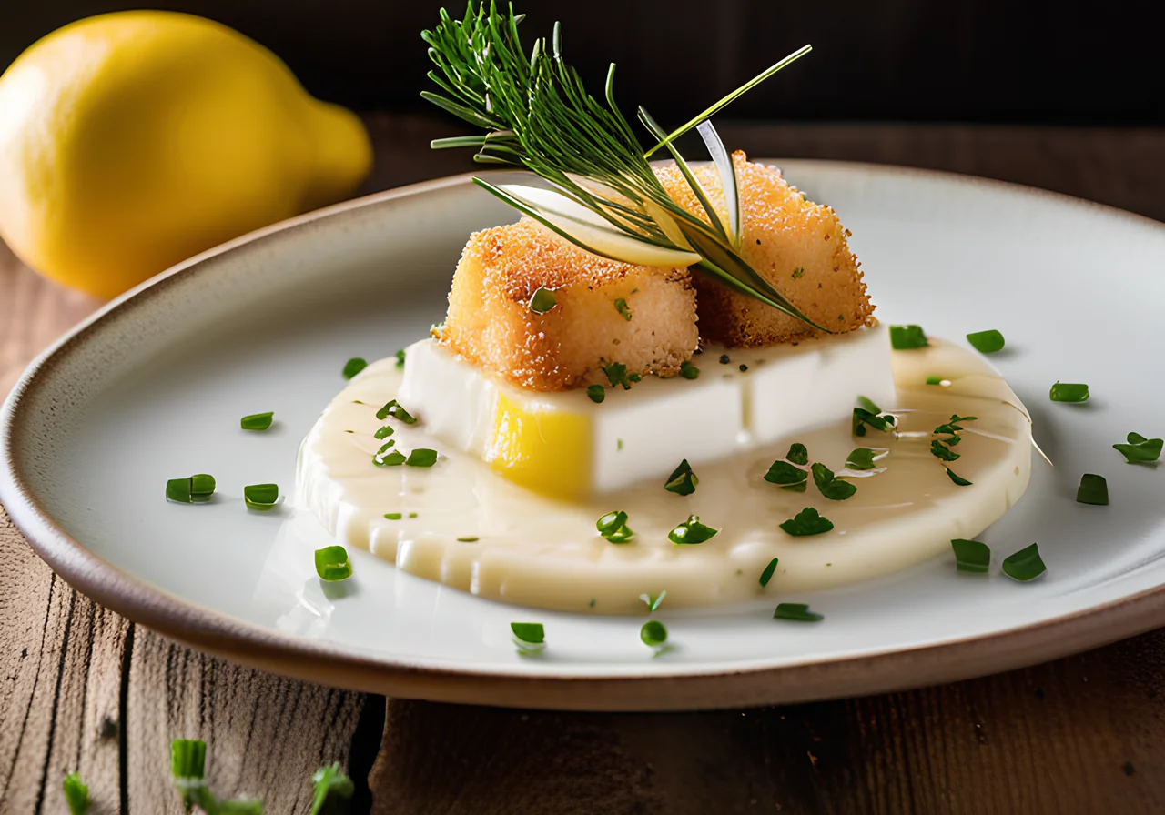 Cordon Bleu of Skrei and Blood Sausage with Chives Grains and Horseradish Cream