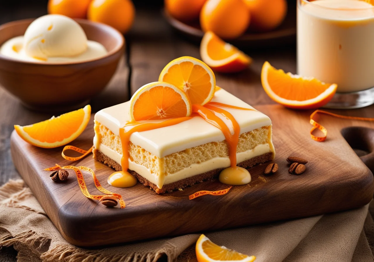 Almond-Carrot Squares with Eggnog Ice Cream