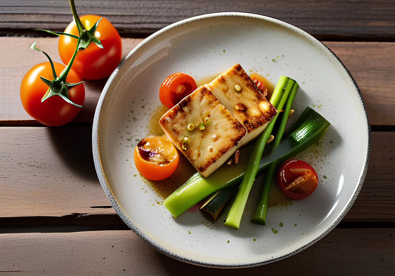 Fried Tofu with Leek and Zucchini