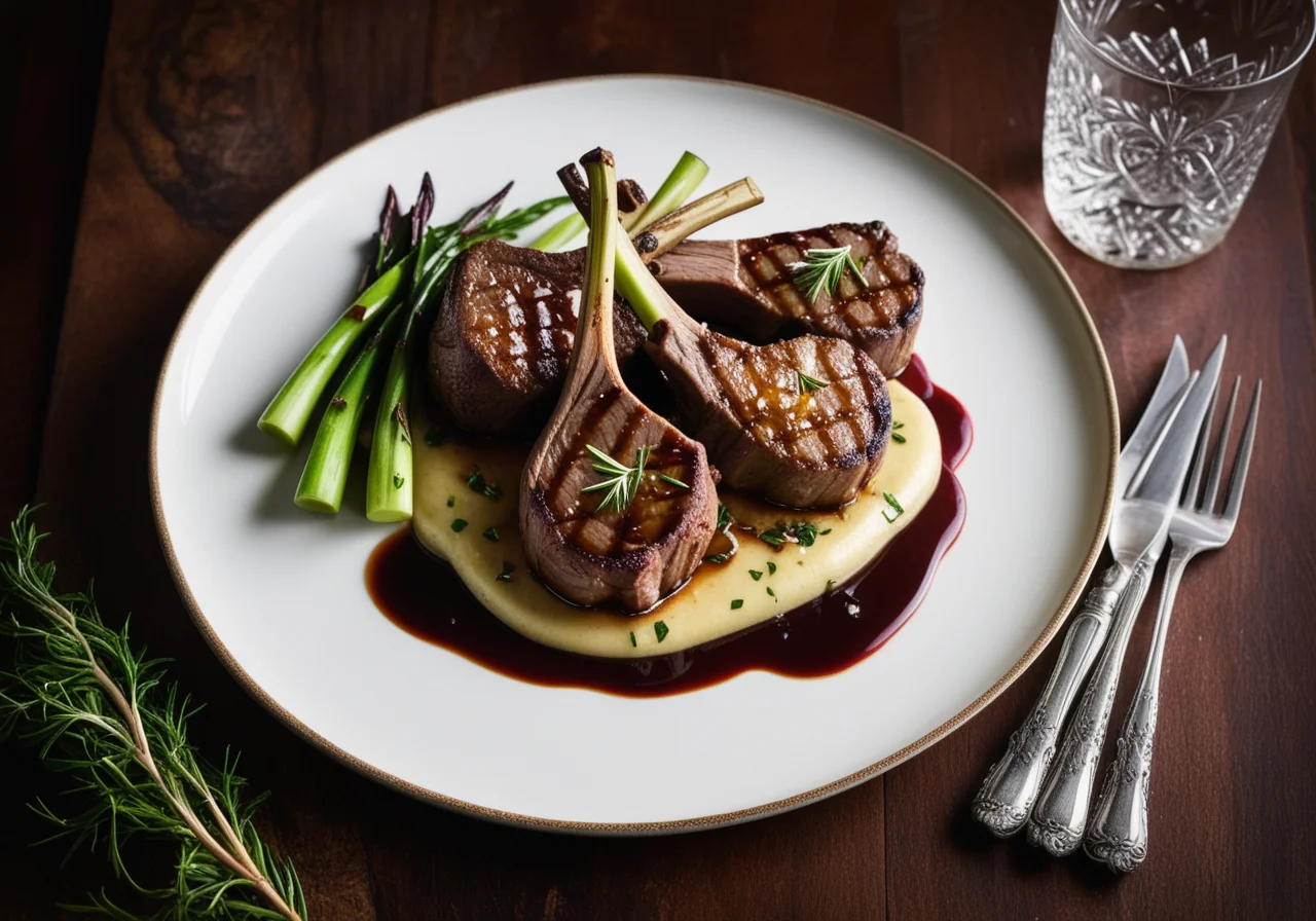 Lamb Chops with Leek and Honey Wine Sauce