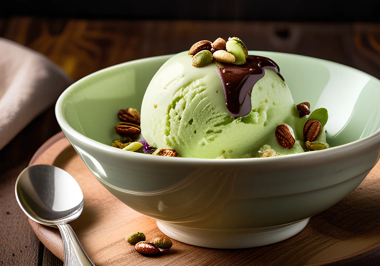 Melon Ice Cream with Pistachios
