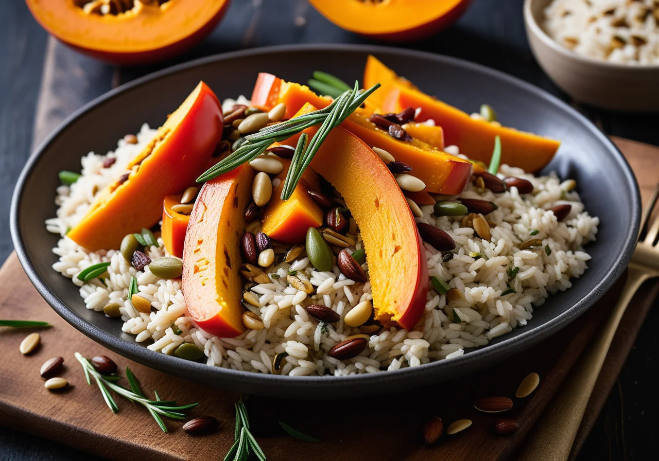 Roasted Pumpkin on Bean Rice