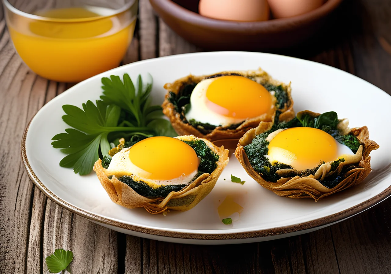 Baked Spinach Nests