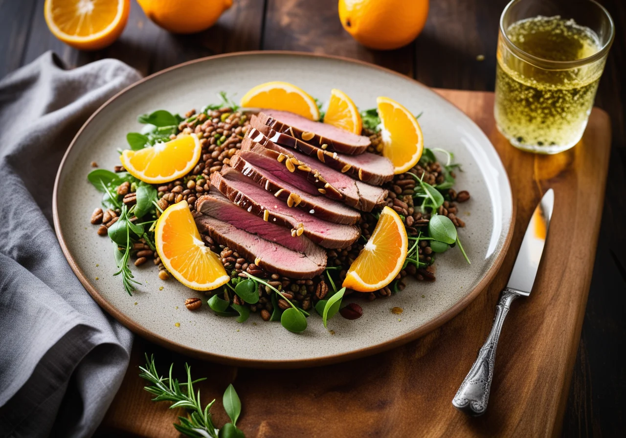 Smoked Goose Breast in Wok with Lentil Salad