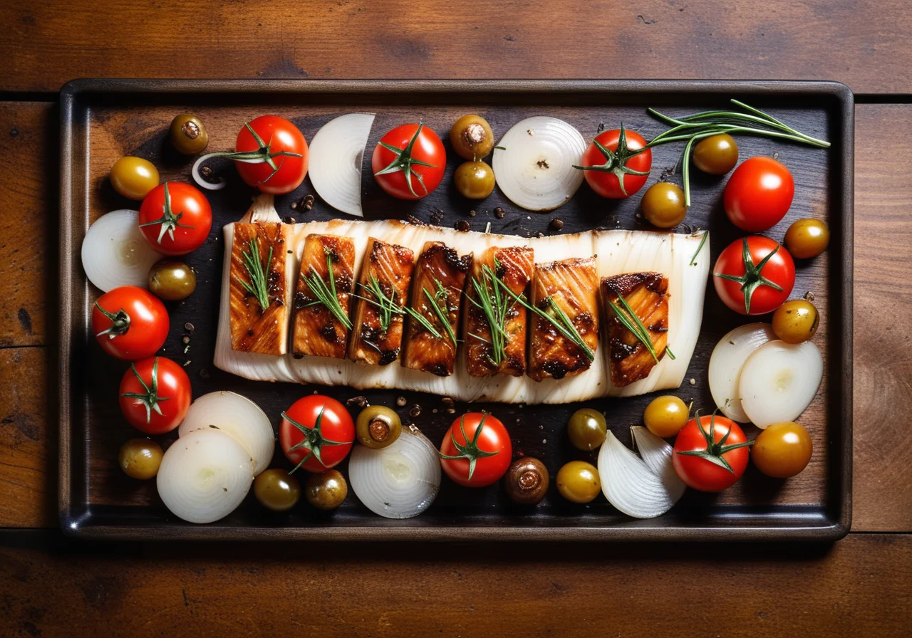 Baked Rockfish with Mushrooms and Tomatoes