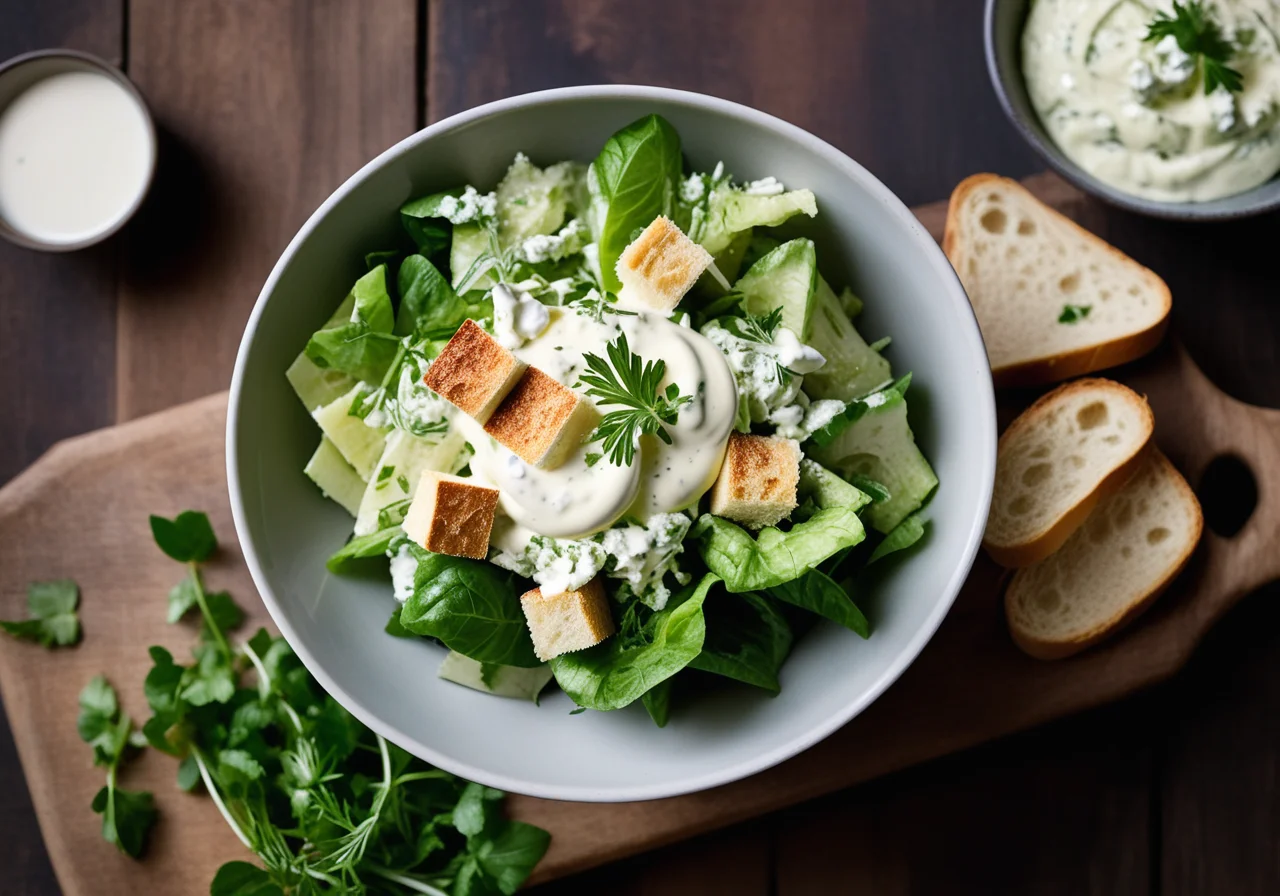 Romanian Salad with Toasted Bread