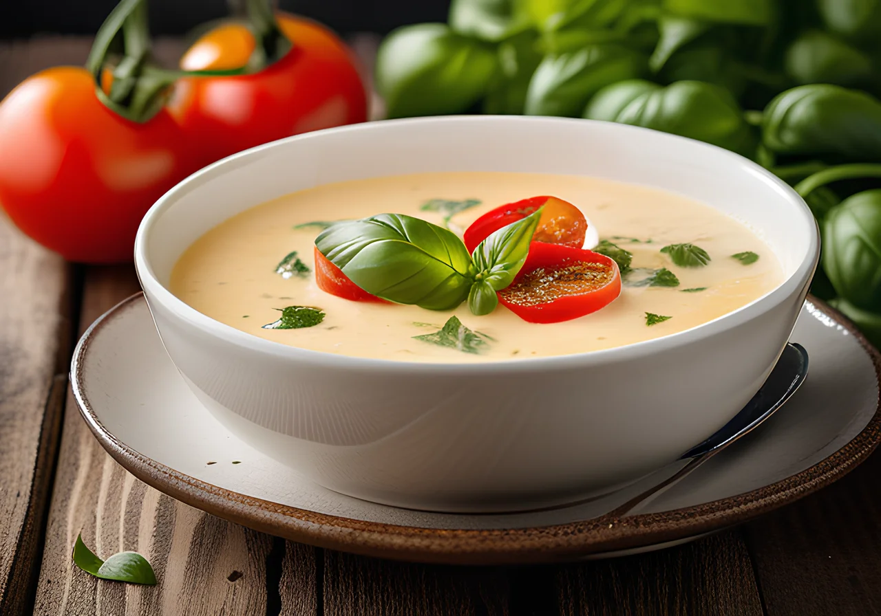 Cheese Soup with Tomatoes